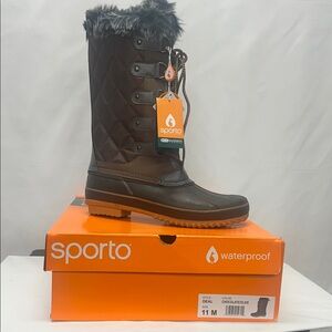 Sporto Women's Chocolate Quilted Winter Boots. NWT. Size 11
